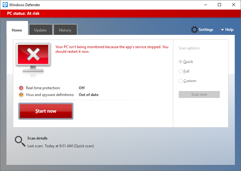 Configuring and activating Windows Defender 4: