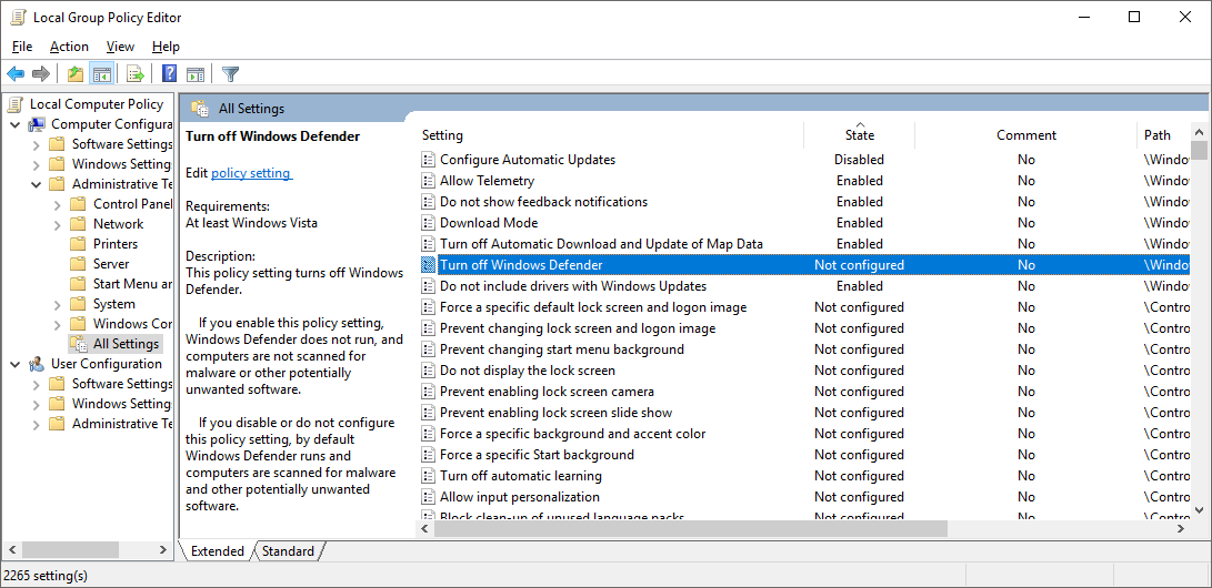 Configuring and activating Windows Defender 2: