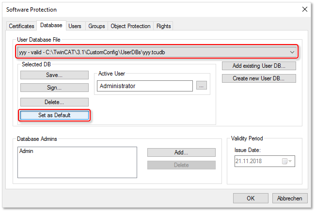 Setting default settings for the user database in Visual Studio 2: