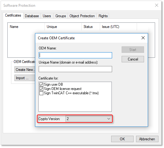 Creating the "OEM Certificate Request File" 8: