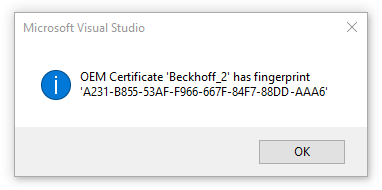Determining the file fingerprint of the OEM certificate file 4: