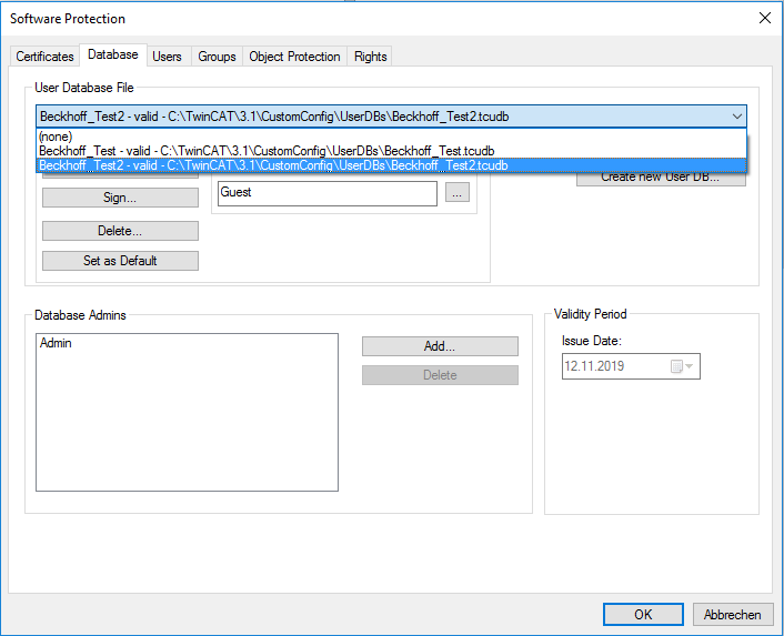 Select the current user database in Visual Studio 2: