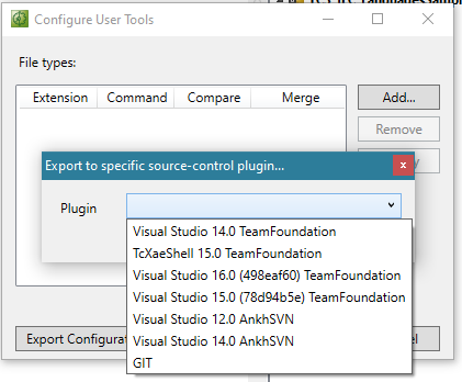 Configuration of the TcProjectCompare for use with source control 3: