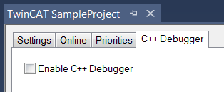 C++ Debugger tab