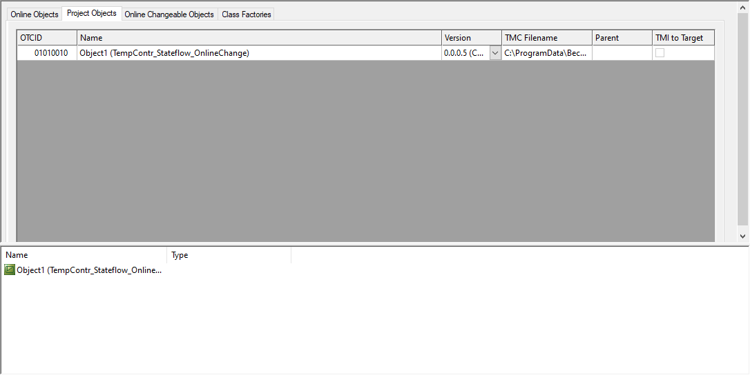 Project Objects tab 1: