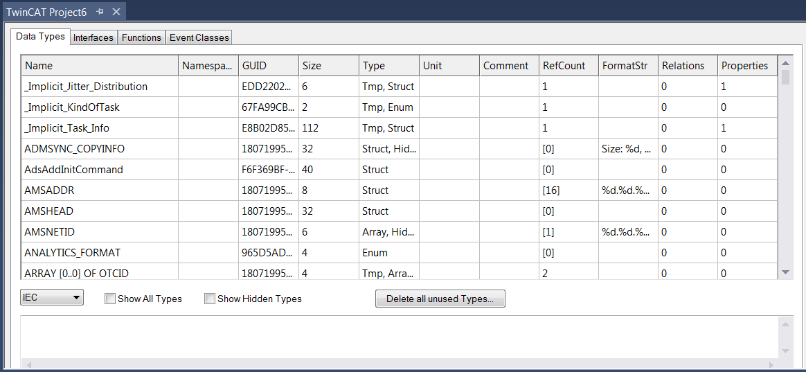 Data Types tab 1: