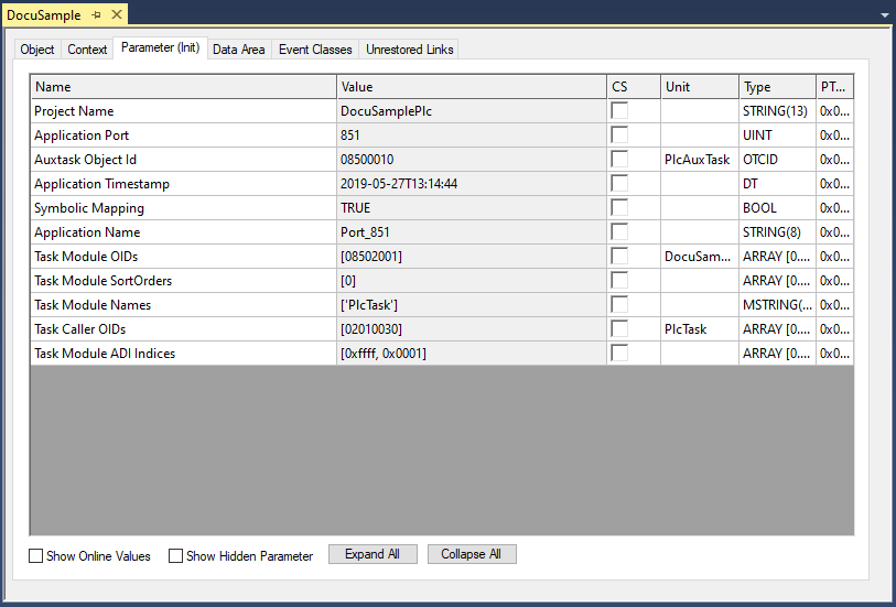 Parameter (Init) 1: