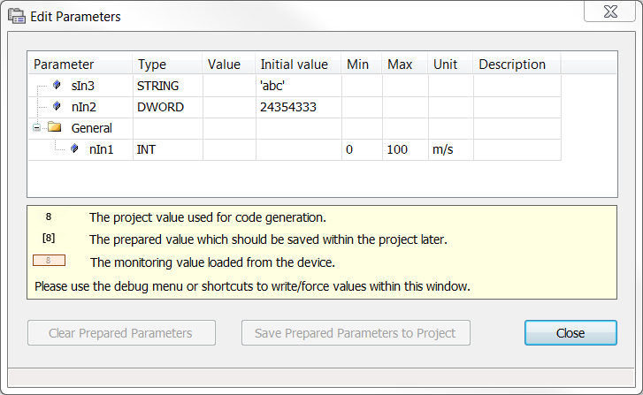 Command Edit Parameters 1: