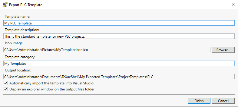 Command Save as PLC project template 2: