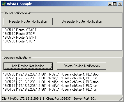 Detect state changes in TwinCAT router and the PLC 1: