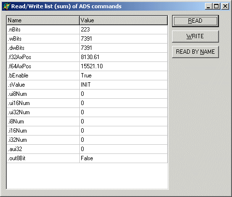 ADS sum command: read and write multiple variables with an ADS command. 1:
