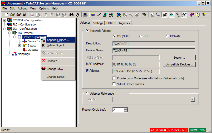 Example: Create BACnet adapters and servers 1: