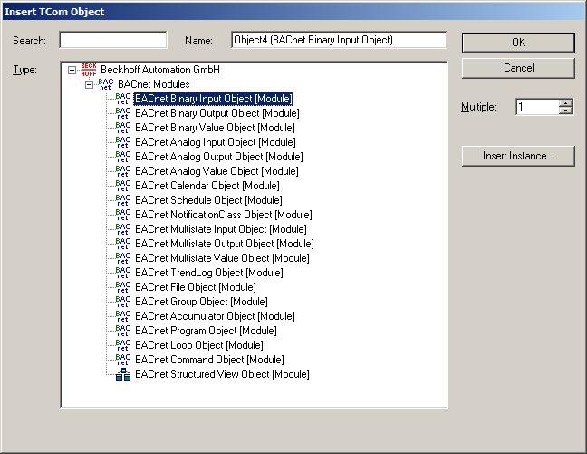 Example: Manual linking of hardware (terminal), BACnet BinaryInput and PLC program 5: