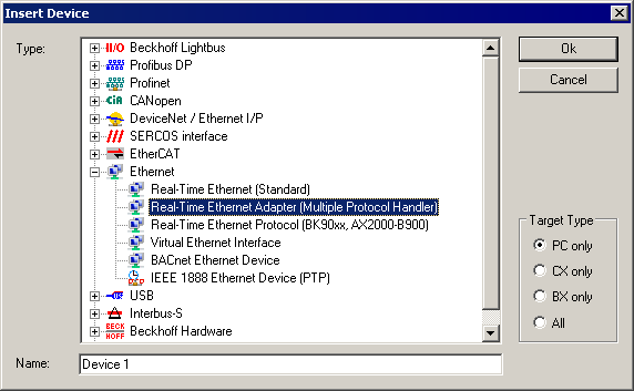 Example: Operating BACnet and BK90XX via an Ethernet interface 1: