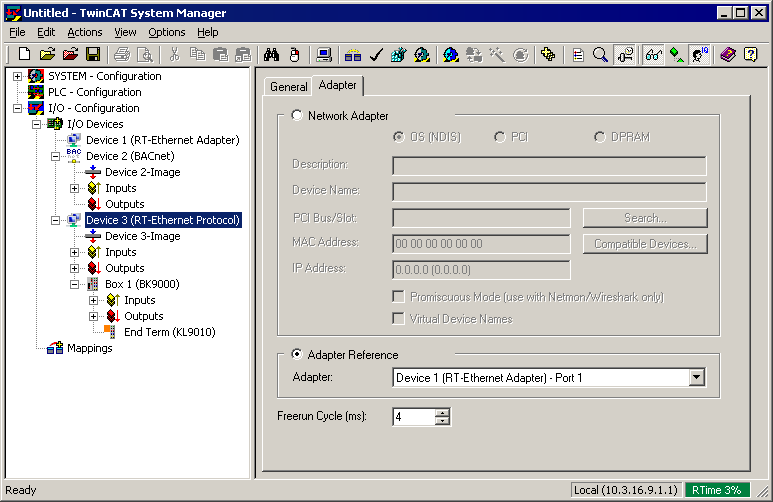 Example: Operating BACnet and BK90XX via an Ethernet interface 3: