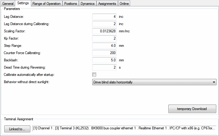 Blind Drive connected with KL2532 1: