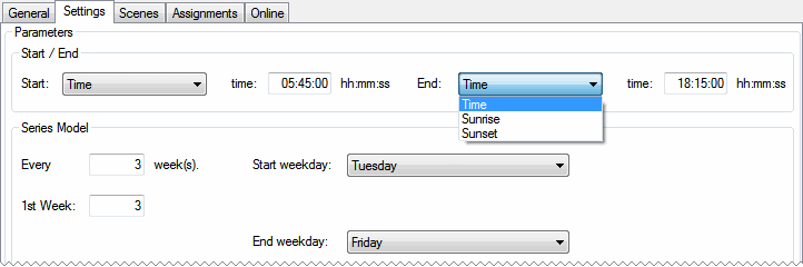 Weekly Time Scheduler Channel (continual days of the week) 1: