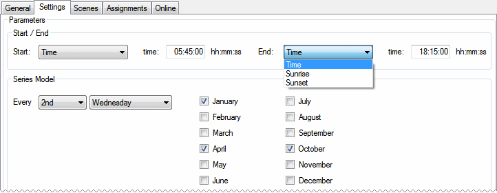 Monthly Time Scheduler Channel (a individual weekday of the month) 1: