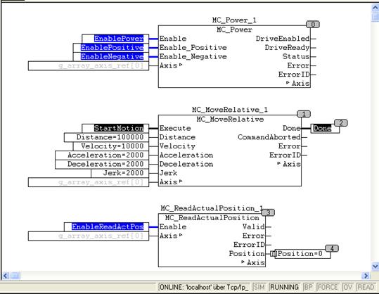 Step 9: Command release of axis 1: