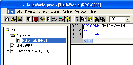 Step 2: : Creating the HelloWorld PLC program 2: