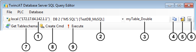 SQL query editor 1: