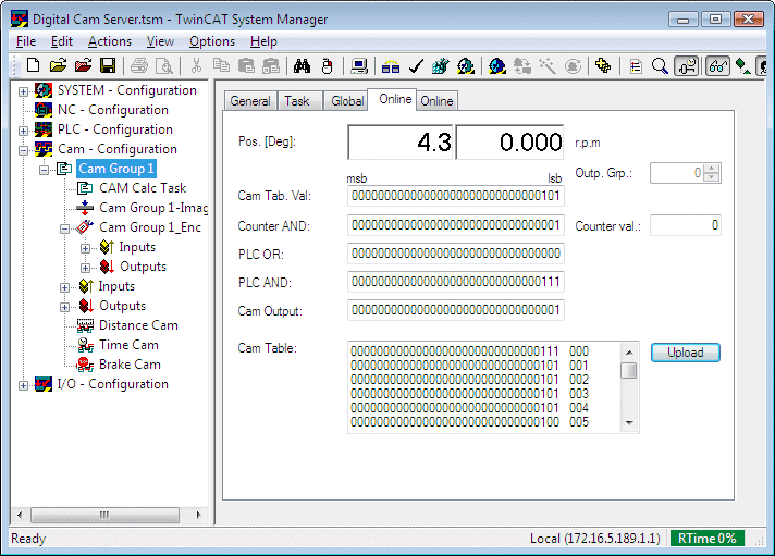 Cam controller diagnostics 1: