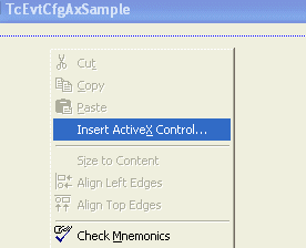 Add the TcEvtCfgEditor ActiveX into an Dialog 1: