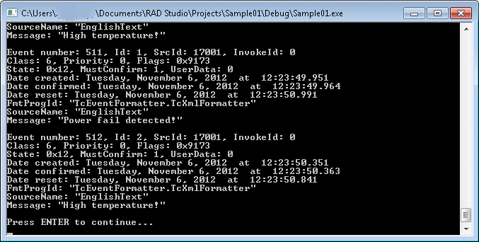 Console Application - Read logged alarms via DCOM 1: