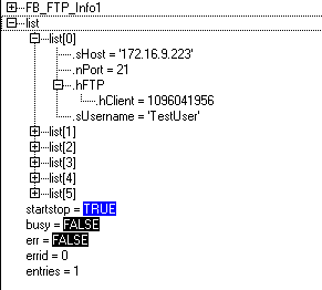 TwinCAT FTP Client: Getting connection information with the FB_FTP_Info 1: