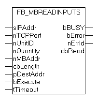 FB_MBReadInputs (Modbus function 2) 1: