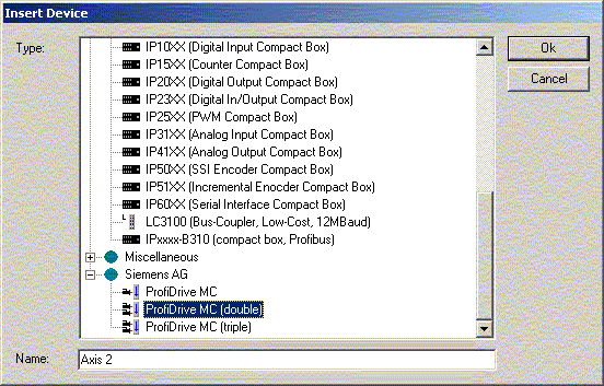 Configuration of ProfiDrives 2: