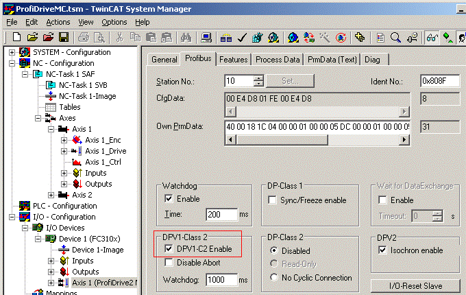 Configuration of ProfiDrives 3: