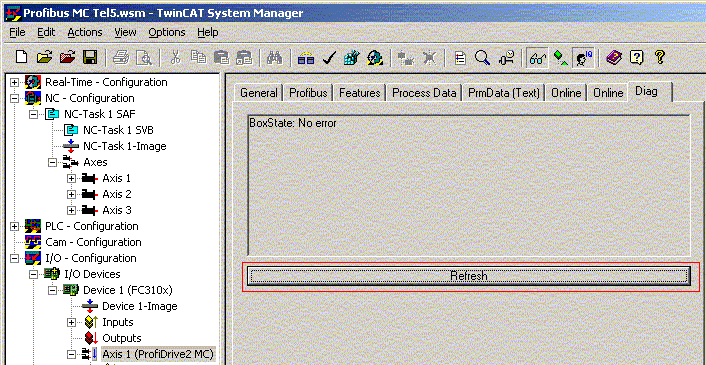 Diagnostic of ProfiDrives 1: