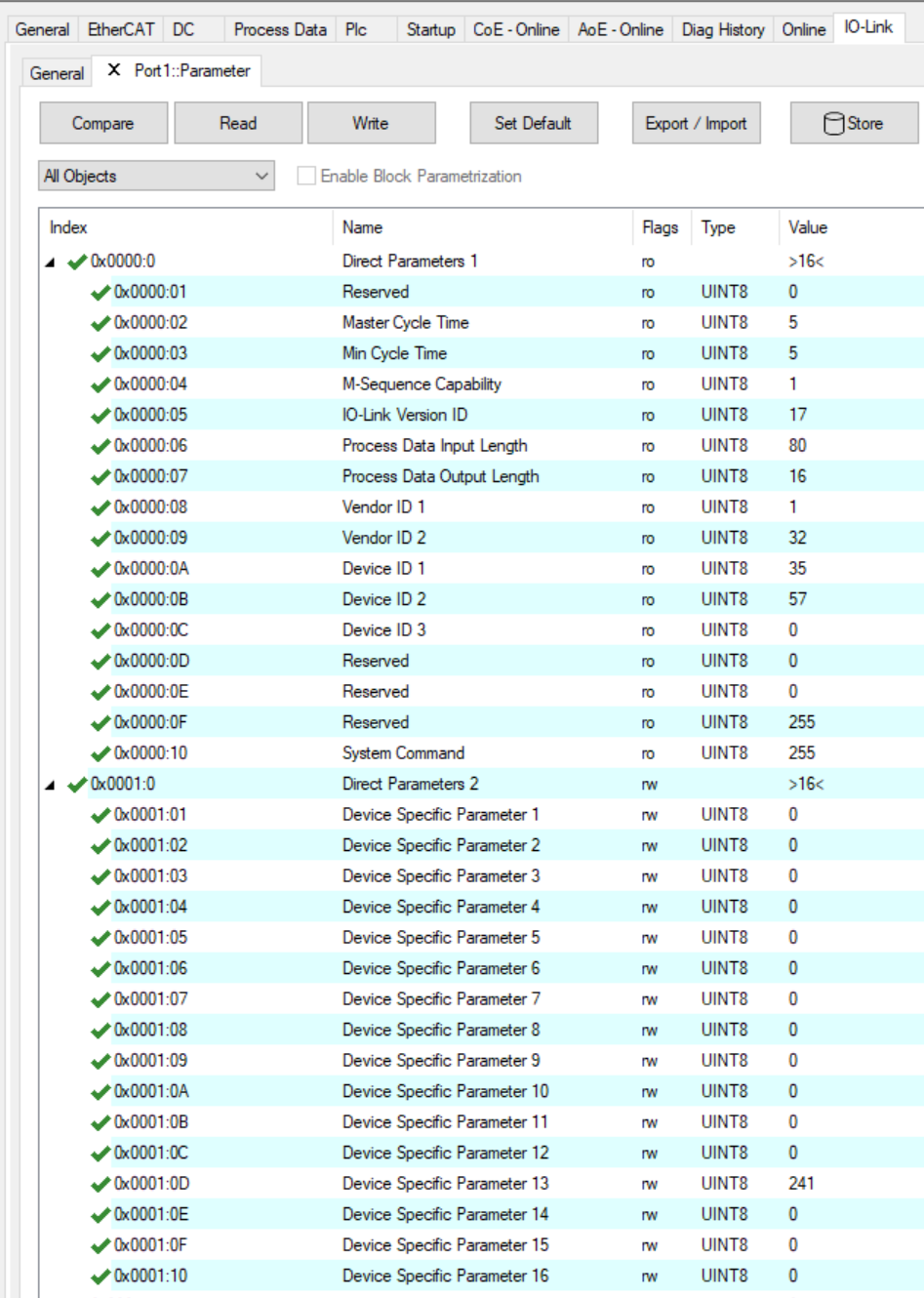 Parameter data exchange 2: