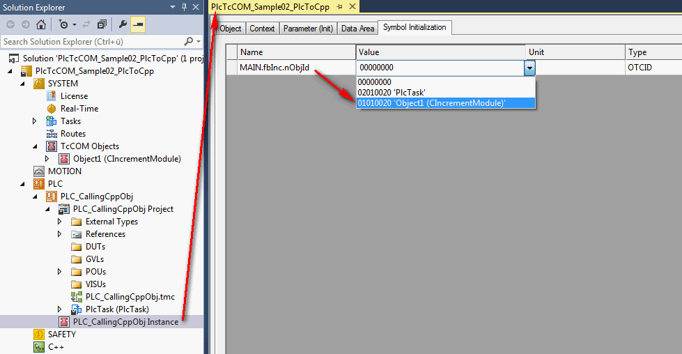 Creating an FB in the PLC that, as a simple proxy, offers the functionality of the C++ object 4: