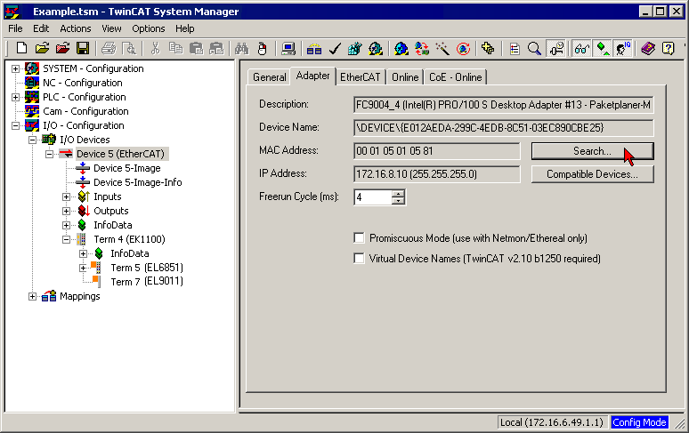 Transmission of cyclic process data as DMX master (EL6851) 1: