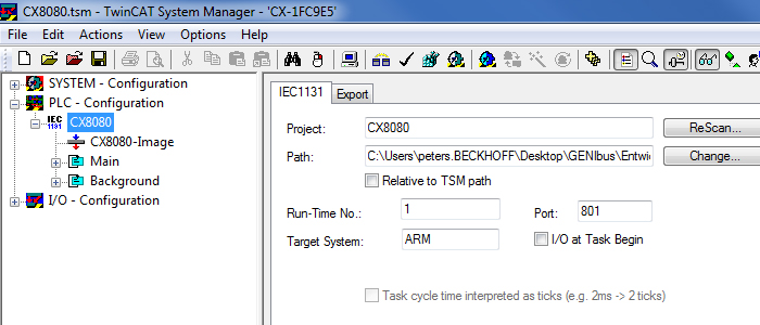 Integration in TwinCAT (CX8080) 3: