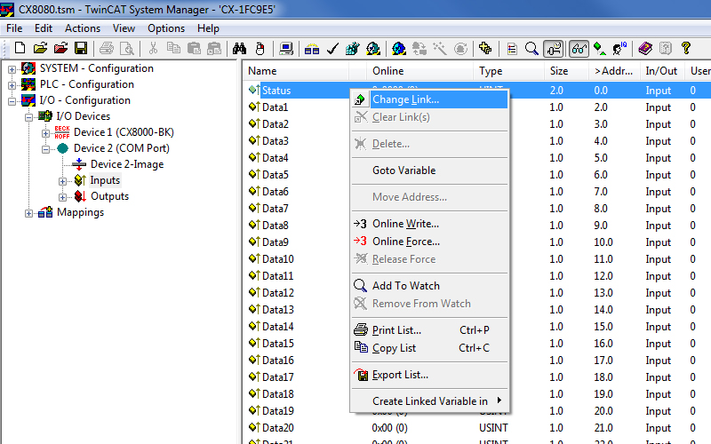 Settings when using the on-board RS485 interface 3: