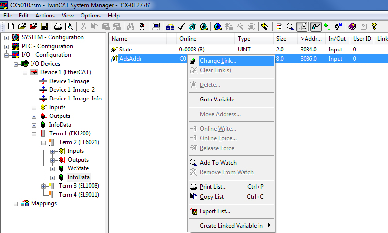 Configuration in the TwinCAT System Manager 17: