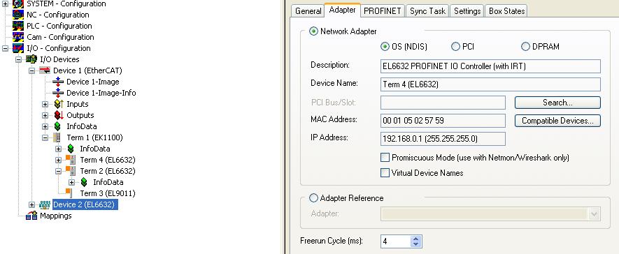 Integration of the TwinCAT PROFINET controller protocol via an EL663x interface 2: