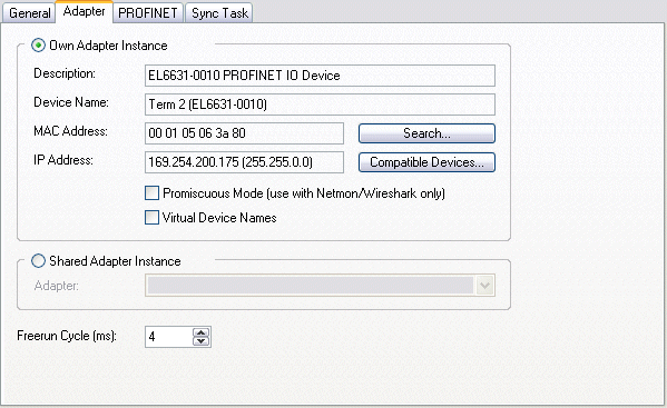 PROFINET device (EL6631-0010) integration under TwinCAT 2.11 3: