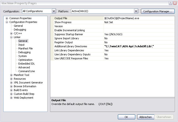 Example: machine with Microsoft Visual C++ .NET 5: