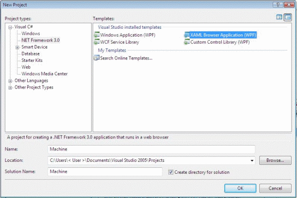 Example: Machine with Microsoft Expression Blend in Microsoft Windows Vista Media Center 1: