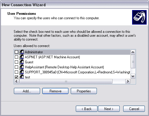 Setting up an incoming analogue modem connection under Windows XP 5: