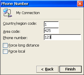 Setting up an outgoing analogue modem connection under CE 3: