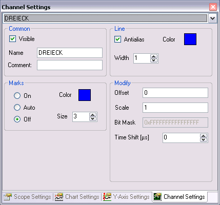 Channel Settings 1: