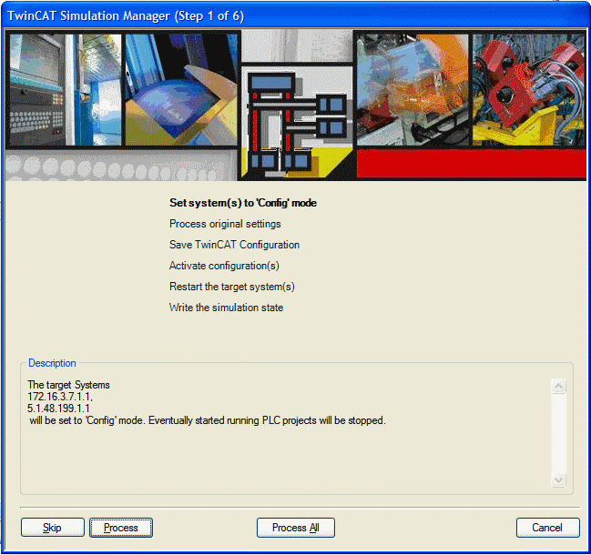 Deactivation of the simulation mode 1: