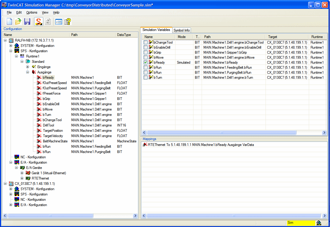 Simulation Symbols Configuration View 1: