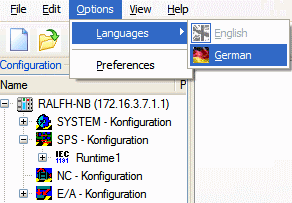 Main menu "Options" 1: