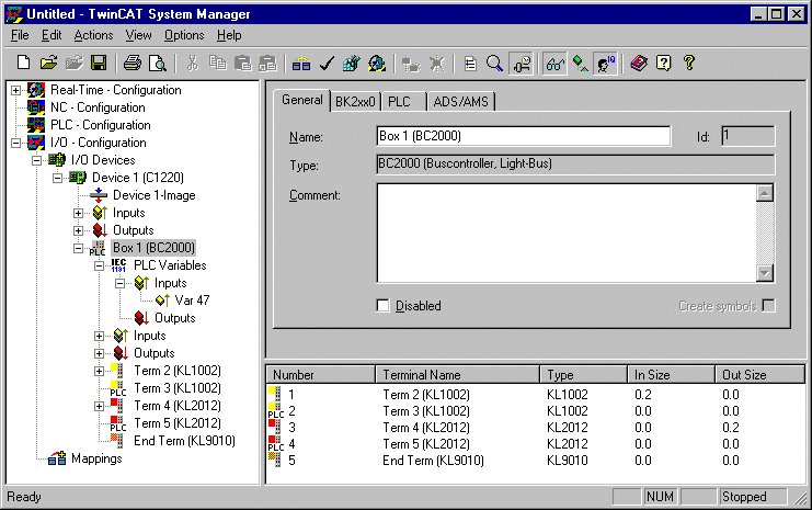 Merging the BC2000 in the TwinCAT system manager 1:
